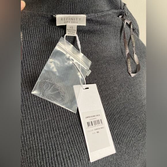 City chic Nordstrom Sound Check charcoal marle plus size boho cape poncho 14 1X - Picture 7 of 11